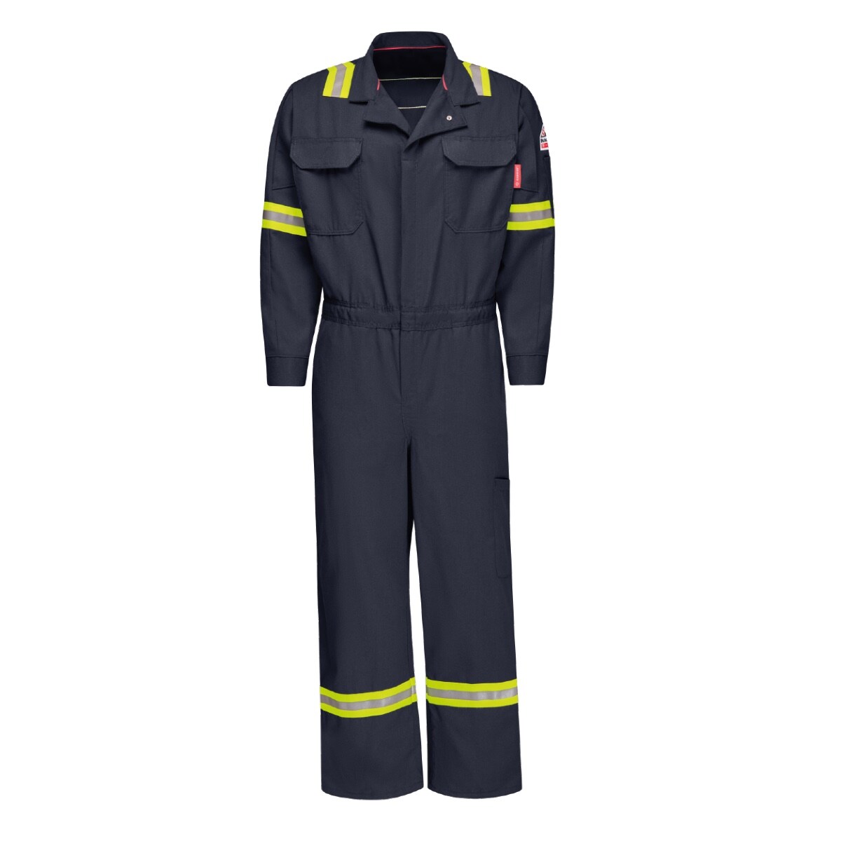 Bulwark iQ Series Men's FR Mobility Coverall with Hi-Vis Trim in Navy